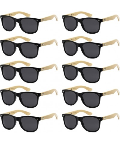 Wholesale Bamboo Sunglasses Retro 80's Wood Sunglasses Men-Cool Sunglasses for Men & Women-10 Pack Gloss Black | Smoke Lens $...