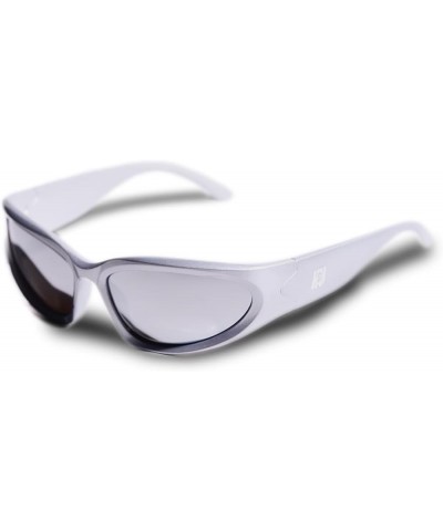 Retro Coachella Sunglasses for Women Men Classic 90s Vintage Trendy wraparound glasses Silver Mirror $11.19 Sport