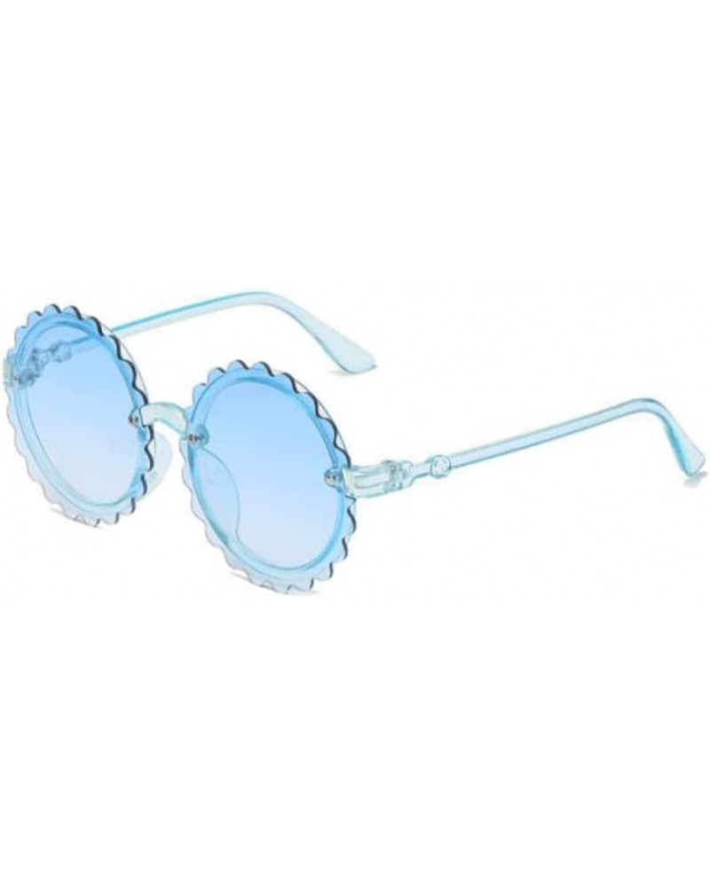 Flowers Ocean Sunglasses Children's Thin Legs Copy Sunglasses Men's and Women's UV Protection Glasses Blue $5.60 Round