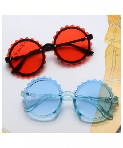 Flowers Ocean Sunglasses Children's Thin Legs Copy Sunglasses Men's and Women's UV Protection Glasses Blue $5.60 Round