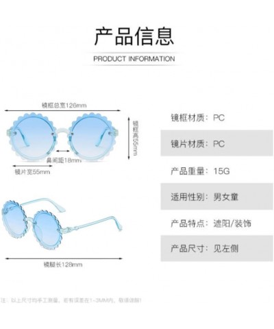 Flowers Ocean Sunglasses Children's Thin Legs Copy Sunglasses Men's and Women's UV Protection Glasses Blue $5.60 Round