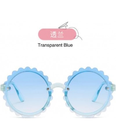 Flowers Ocean Sunglasses Children's Thin Legs Copy Sunglasses Men's and Women's UV Protection Glasses Blue $5.60 Round