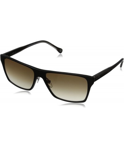 Men's Hughes Rectangular Sunglasses Matte Black/Brown Gradient Brown $29.60 Oval