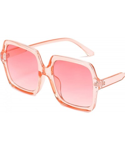 Vintage Square Sunglasses Women Big Frame Fashion Gradient Female Glasses 06 Pink-pink As Picture $14.82 Sport