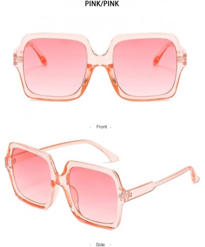 Vintage Square Sunglasses Women Big Frame Fashion Gradient Female Glasses 06 Pink-pink As Picture $14.82 Sport