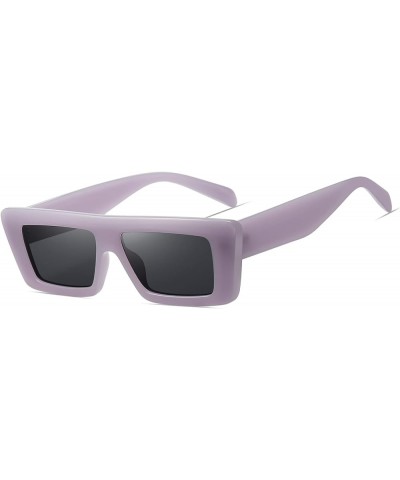 Trendy Flat Top Vintage Rectangle Sunglasses for Women Men Retro 90s Chic Sunnies UV400 Protection Purple / Grey $8.82 Rectan...