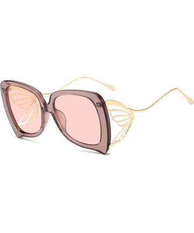 Retro 1970's Style Oversized Butterfly Glam Gold Detail Sunglasses Smoke Grey $13.28 Oversized