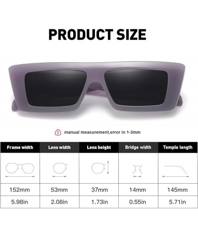 Trendy Flat Top Vintage Rectangle Sunglasses for Women Men Retro 90s Chic Sunnies UV400 Protection Purple / Grey $8.82 Rectan...