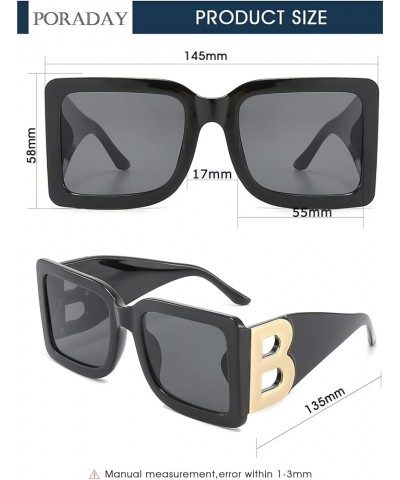 Fashion Large Square Sunglasses for Women Men Trendy Black Thick Frame Luxury Designer Sun Glasses Modern Big Frame Two Pack ...