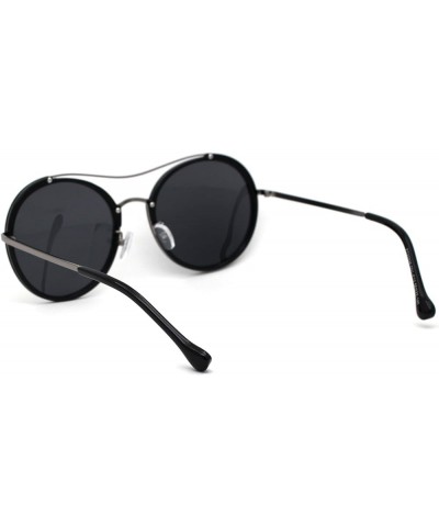 Womens Classic Round Polarized Lens Racer Sunglasses Black Silver Solid Black $10.99 Round