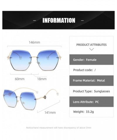 Rimless Large Frame Women's Sunglasses, Outdoor Holiday Beach Glasses (Color : G, Size : Medium) Medium B $20.03 Rimless