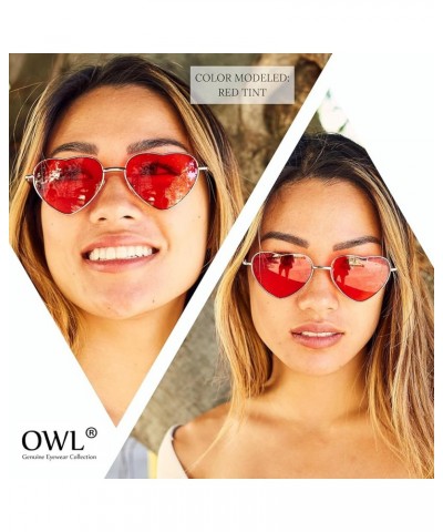 3Pcs Heart Sunglasses for Women UV400 Protection Colored Lens Metal Frame Heart Shaped Sunglasses Women Heart Glasses Red Tin...