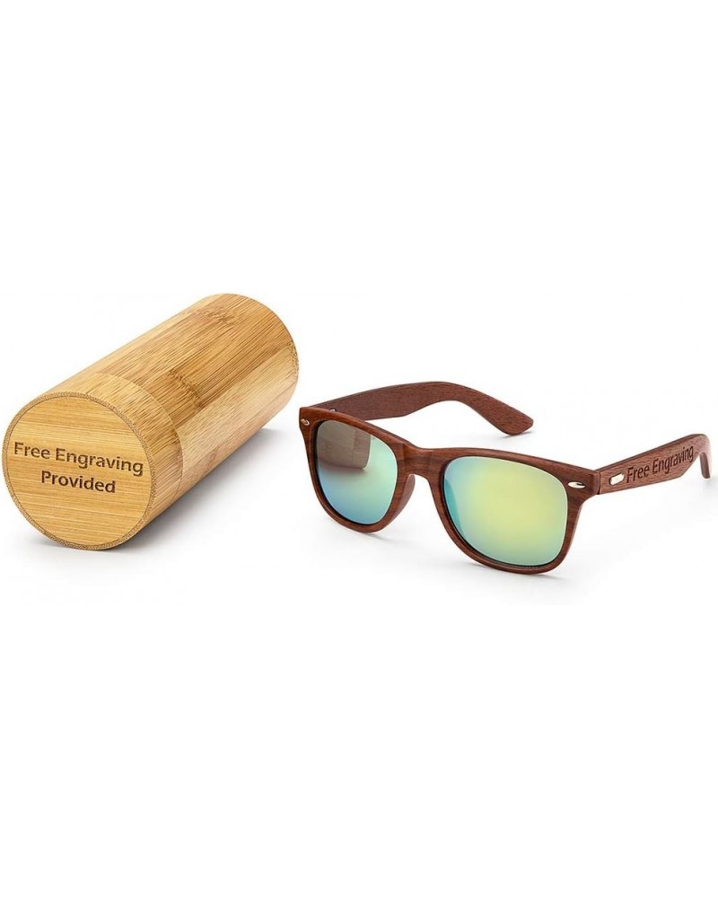 Personalized Custom Walnut Wooden Sunglasses UV400 Wedding Groomsmen Gift Gold with box $9.85 Designer