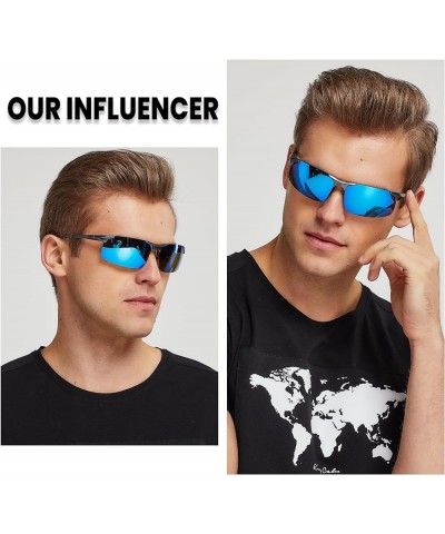 Men's Sports Polarized Driving Carbon Fiber Sunglasses for Men UV400 Protection DC8277 Black Frame Blue Lens $18.40 Aviator