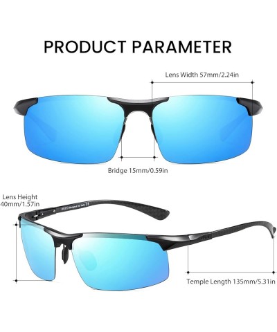 Men's Sports Polarized Driving Carbon Fiber Sunglasses for Men UV400 Protection DC8277 Black Frame Blue Lens $18.40 Aviator