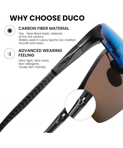 Men's Sports Polarized Driving Carbon Fiber Sunglasses for Men UV400 Protection DC8277 Black Frame Blue Lens $18.40 Aviator