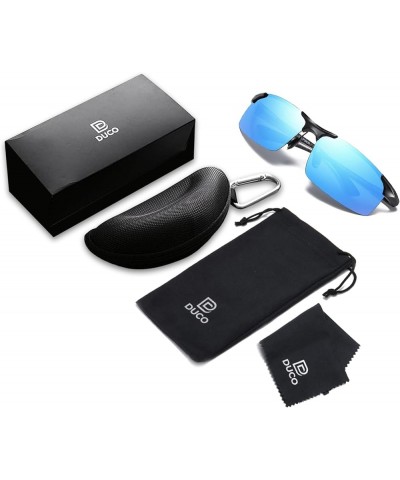 Men's Sports Polarized Driving Carbon Fiber Sunglasses for Men UV400 Protection DC8277 Black Frame Blue Lens $18.40 Aviator