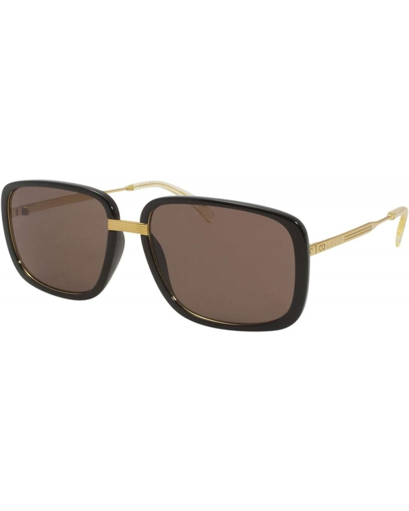 GG0787S 002 Sunglasses Men's Black-Gold/Brown Lenses Rectangular 61mm Black/Gold $149.63 Rectangular