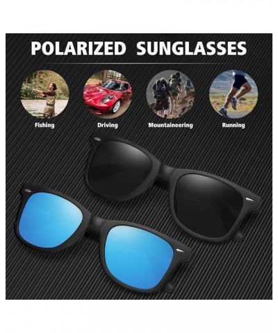 Polarized Sunglasses for Men Women Classic Retro Sun Glasses for Driving Fishing UV Protection 2 Pack Matte Black Frame Grey ...