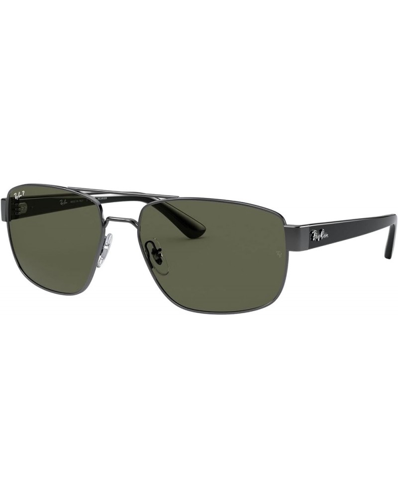 Rb3663 Metal Rectangular Sunglasses Gunmetal/Polarized G-15 Green $52.97 Rectangular