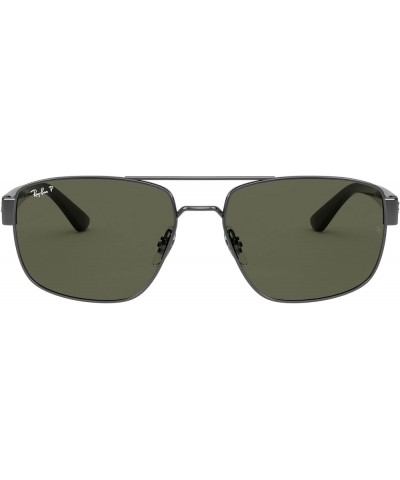 Rb3663 Metal Rectangular Sunglasses Gunmetal/Polarized G-15 Green $52.97 Rectangular