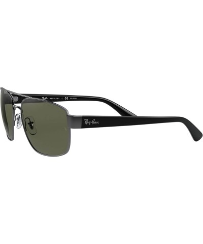 Rb3663 Metal Rectangular Sunglasses Gunmetal/Polarized G-15 Green $52.97 Rectangular