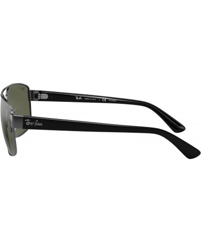 Rb3663 Metal Rectangular Sunglasses Gunmetal/Polarized G-15 Green $52.97 Rectangular