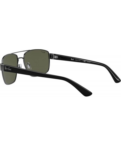 Rb3663 Metal Rectangular Sunglasses Gunmetal/Polarized G-15 Green $52.97 Rectangular