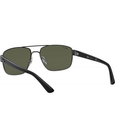 Rb3663 Metal Rectangular Sunglasses Gunmetal/Polarized G-15 Green $52.97 Rectangular