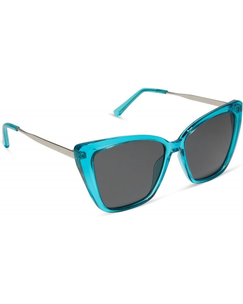 Heidi Oversized Cat Eye Sunglasses for Women, Lightweight bold thin metal frames Turquiose Crystal + Grey $31.50 Cat Eye