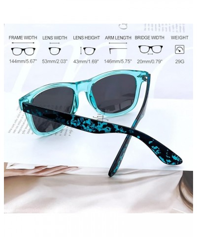 Square Sunglasses Polarized UV Protection Trendy Designer Sun Glasses Men Women B19-matte Black + Transparent Blue Frame mult...