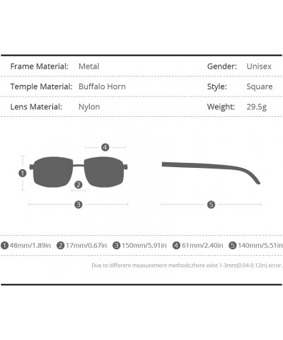 100% Really Buffalo Horn Sunglasses for Men Rimless Square Sun Glasses 4189705 4189705 Colorful Frame Tea Lens $14.99 Square