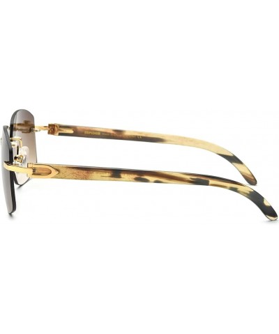 100% Really Buffalo Horn Sunglasses for Men Rimless Square Sun Glasses 4189705 4189705 Colorful Frame Tea Lens $14.99 Square