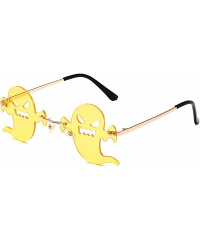 Rimless Sunglasses Women Unique Demon Shaped Sun Glasses for Men Fashion Metal Frame Sunglass 2022 Rave Party Eyewear Yellow ...