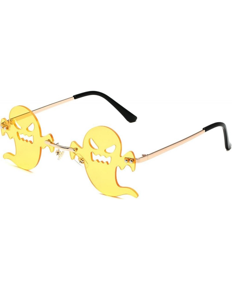 Rimless Sunglasses Women Unique Demon Shaped Sun Glasses for Men Fashion Metal Frame Sunglass 2022 Rave Party Eyewear Yellow ...