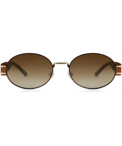 Retro Oval Sunglasses Women Men Polarized Vintage Small Rectangle Elegant Sunnies Metal SM0102 Golden and Black $13.74 Oval