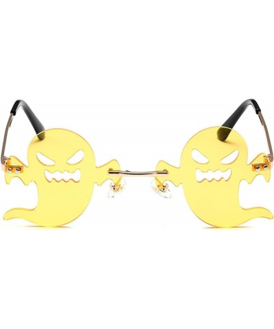 Rimless Sunglasses Women Unique Demon Shaped Sun Glasses for Men Fashion Metal Frame Sunglass 2022 Rave Party Eyewear Yellow ...