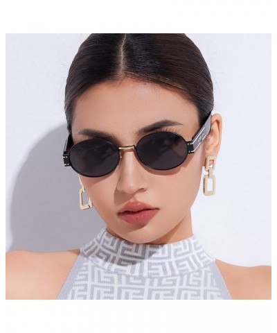 Retro Oval Sunglasses Women Men Polarized Vintage Small Rectangle Elegant Sunnies Metal SM0102 Golden and Black $13.74 Oval