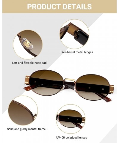 Retro Oval Sunglasses Women Men Polarized Vintage Small Rectangle Elegant Sunnies Metal SM0102 Golden and Black $13.74 Oval