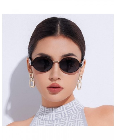 Retro Oval Sunglasses Women Men Polarized Vintage Small Rectangle Elegant Sunnies Metal SM0102 Golden and Black $13.74 Oval