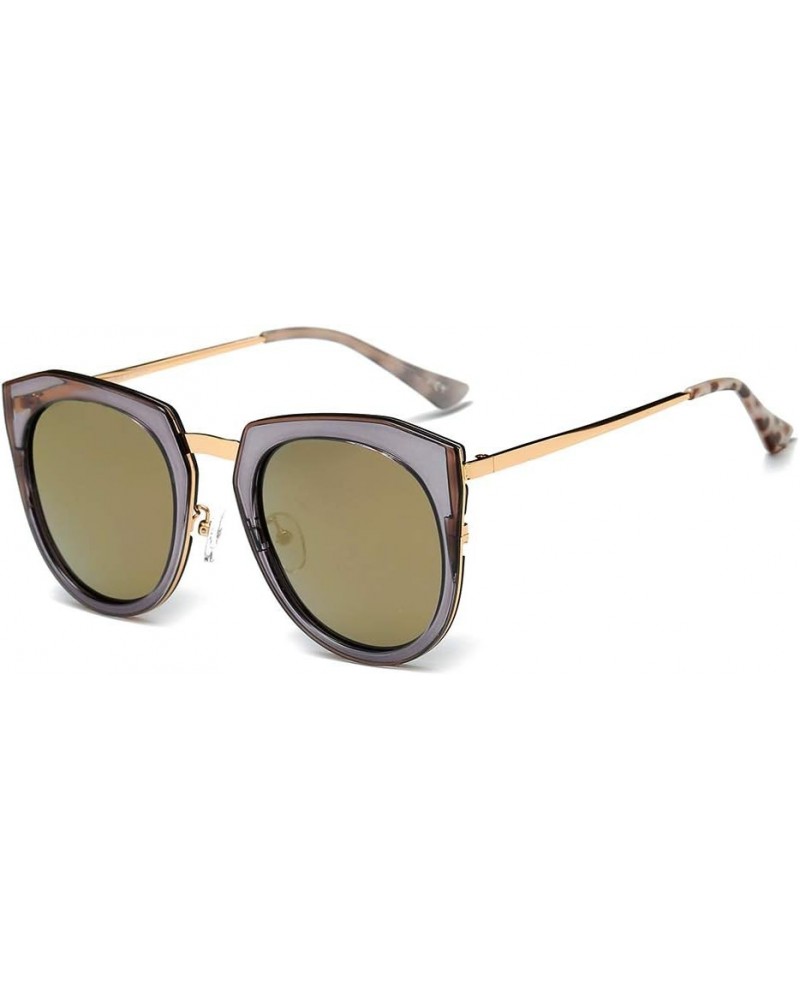 Cat Eye Anoushka Oversized Womens Sunglasses Retro Vintage Classic Chic Frame Clear Brown Rims - Amber Lens - Gold Arms $10.7...