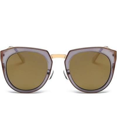 Cat Eye Anoushka Oversized Womens Sunglasses Retro Vintage Classic Chic Frame Clear Brown Rims - Amber Lens - Gold Arms $10.7...