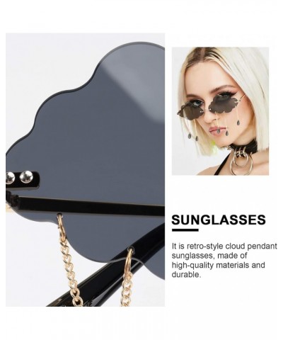 Tassel Cloud Sunglasses Rimless Sunglasses Vintage Rave Sunglasses Retro 90s Disco Sunglasses for Women Men Black $7.61 Round