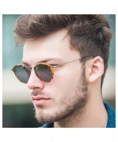 Retro Round Sunglasses for Women Men UV400 Polarized Vintage Classic Small Circle Style 49/21/145 Tortoise Frame Polarized Da...