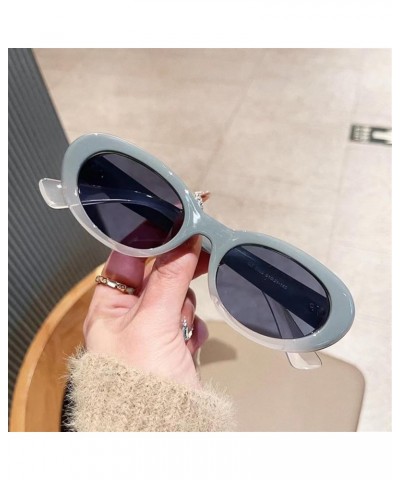 Oval Frame Fashion Men's And Women's Sunglasses Small Frame Hip Hop Personalized Retro Sunglasses F $9.17 Designer