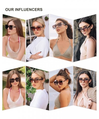 Trendy Square Oversized Sunglasses Womens Big Rimless UV400 Ladies Shades SJ1160 Dark Brown Lens/Brownish Red Temples $9.87 O...