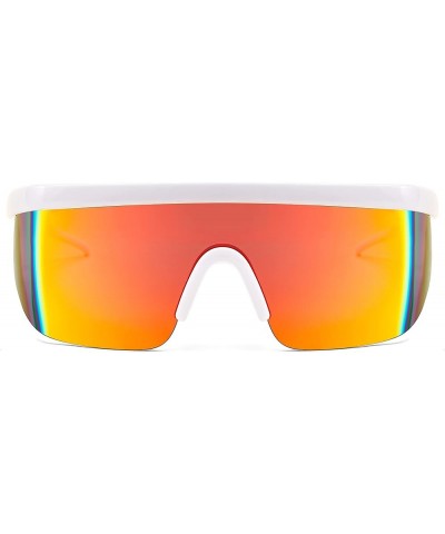 Oversized Mirror Shield Sport 80s Sunglasses Ski Goggles Flat Top One Piece Futuristic Visor Women Men B2522 006 White Frame ...