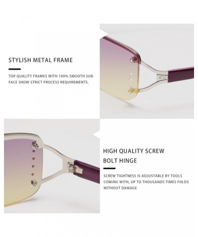 Stylish Rimless Frameless Rectangle Sunglasses for Women Purple Frame/Gradient Purple Lens $11.79 Rimless