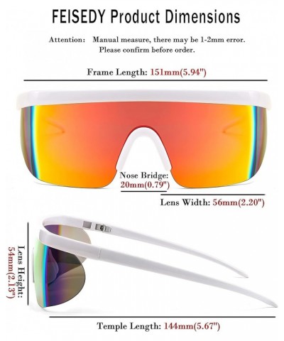 Oversized Mirror Shield Sport 80s Sunglasses Ski Goggles Flat Top One Piece Futuristic Visor Women Men B2522 006 White Frame ...