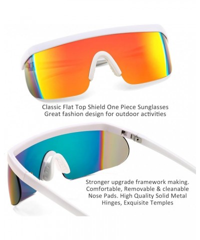 Oversized Mirror Shield Sport 80s Sunglasses Ski Goggles Flat Top One Piece Futuristic Visor Women Men B2522 006 White Frame ...